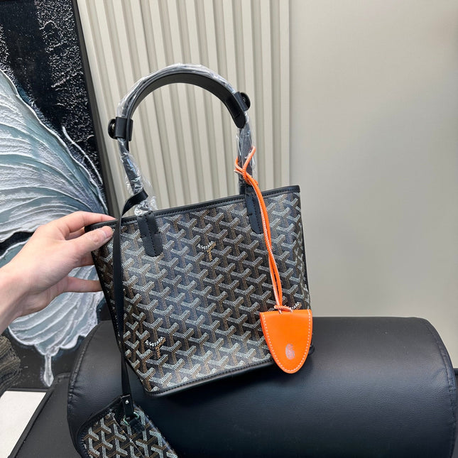 ANJOU MINI BAG 21 IN BLACK GOYARDINE CANVAS AND CALFSKIN