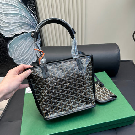 ANJOU MINI BAG 21 IN BLACK GOYARDINE CANVAS AND CALFSKIN