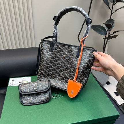 ANJOU MINI BAG 21 IN BLACK GOYARDINE CANVAS AND CALFSKIN