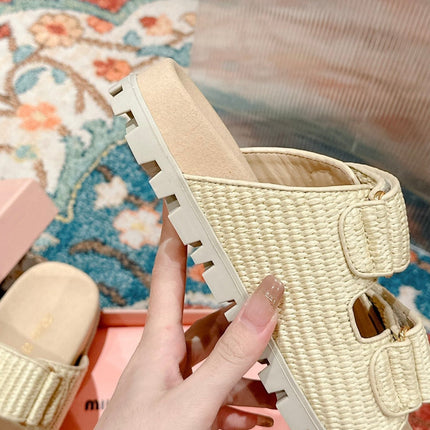 Women's Sandals Bright Cream Sheepskin With Straps