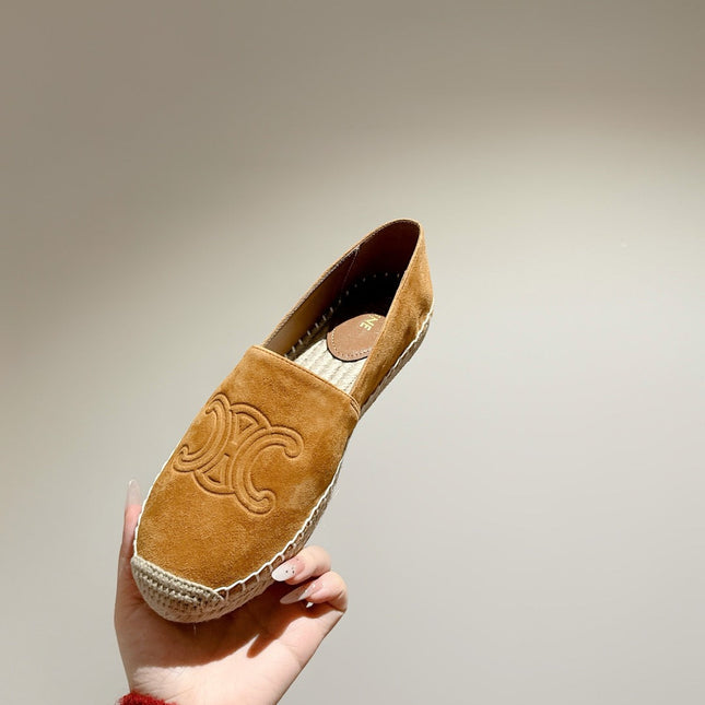 ESPADRILLES PEANUT BROWN SUEDE EMBOSSED LOGO