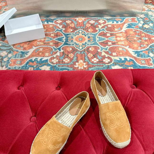 ESPADRILLES PEANUT BROWN SUEDE EMBOSSED LOGO