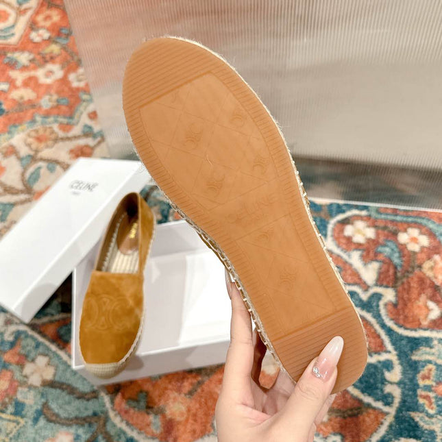 ESPADRILLES PEANUT BROWN SUEDE EMBOSSED LOGO