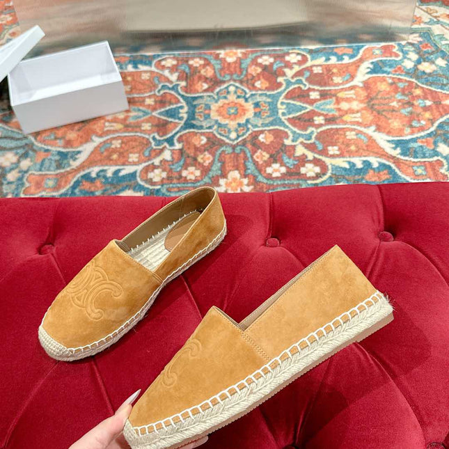 ESPADRILLES PEANUT BROWN SUEDE EMBOSSED LOGO