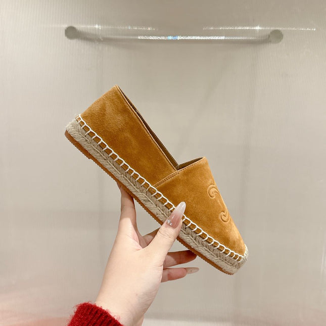 ESPADRILLES PEANUT BROWN SUEDE EMBOSSED LOGO