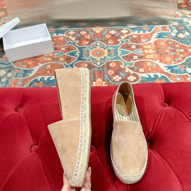 ESPADRILLES BEIGE SUEDE EMBOSSED LOGO