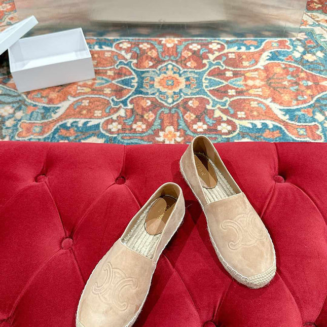 ESPADRILLES BEIGE SUEDE EMBOSSED LOGO