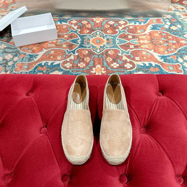 ESPADRILLES BEIGE SUEDE EMBOSSED LOGO