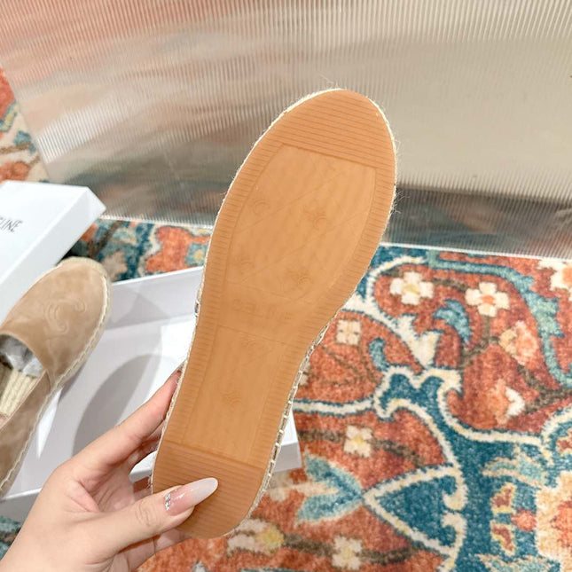 ESPADRILLES BEIGE SUEDE EMBOSSED LOGO