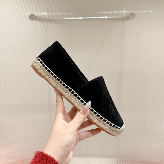 ESPADRILLES BLACK SUEDE EMBOSSED LOGO