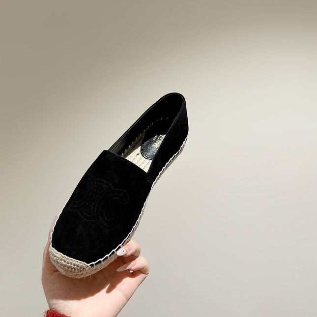 ESPADRILLES BLACK SUEDE EMBOSSED LOGO