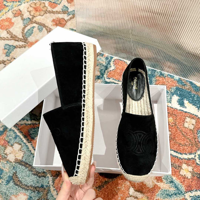 ESPADRILLES BLACK SUEDE EMBOSSED LOGO