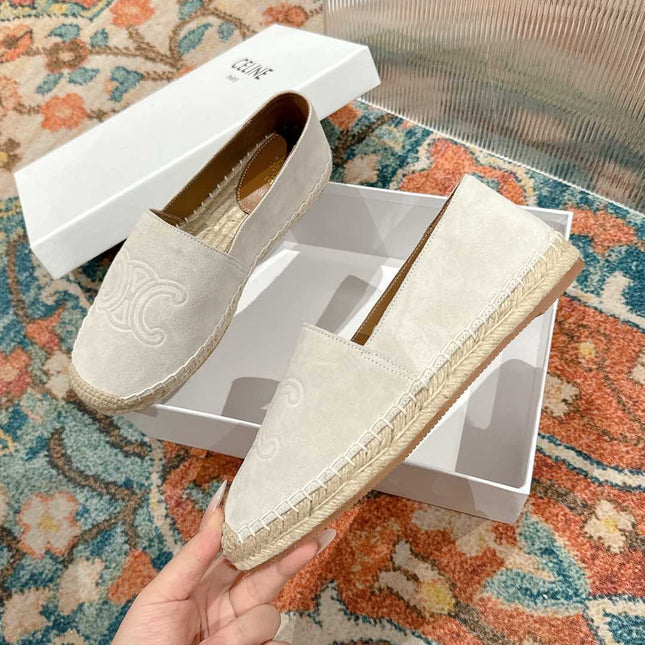 ESPADRILLES WHITE SUEDE EMBOSSED LOGO
