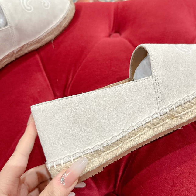 ESPADRILLES WHITE SUEDE EMBOSSED LOGO