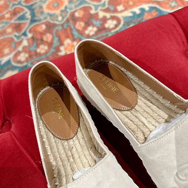 ESPADRILLES WHITE SUEDE EMBOSSED LOGO