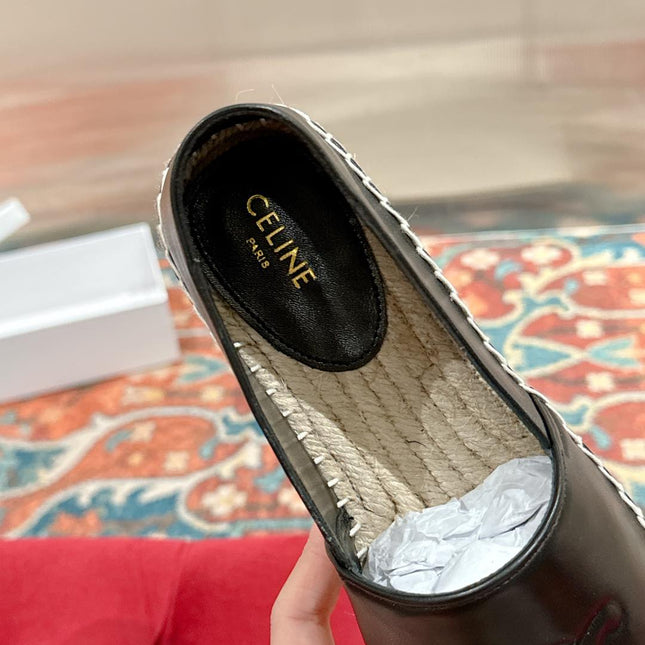 ESPADRILLES BLACK SHINY CALFSKIN EMBOSSED LOGO