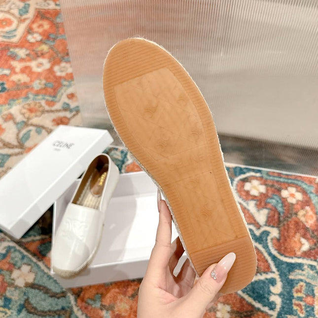 ESPADRILLES WHITE SHINY CALFSKIN EMBOSSED LOGO