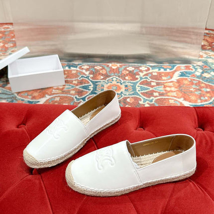 ESPADRILLES WHITE SHINY CALFSKIN EMBOSSED LOGO