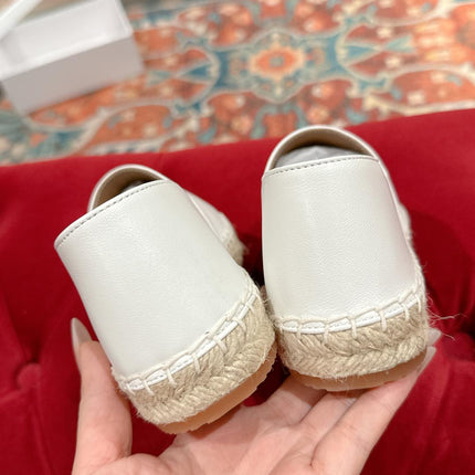 ESPADRILLES WHITE SHINY CALFSKIN EMBOSSED LOGO