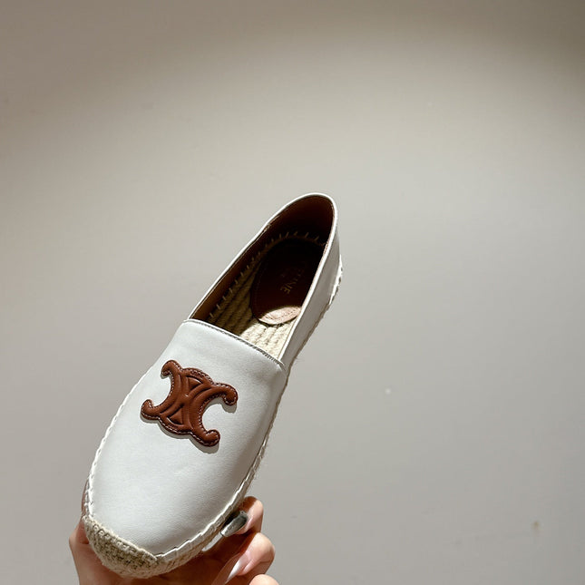 ESPADRILLES WHITE LAMBSKIN BROWN TRIOMPHE