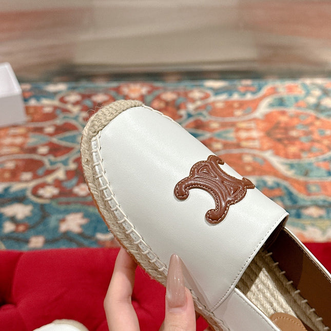 ESPADRILLES WHITE LAMBSKIN BROWN TRIOMPHE