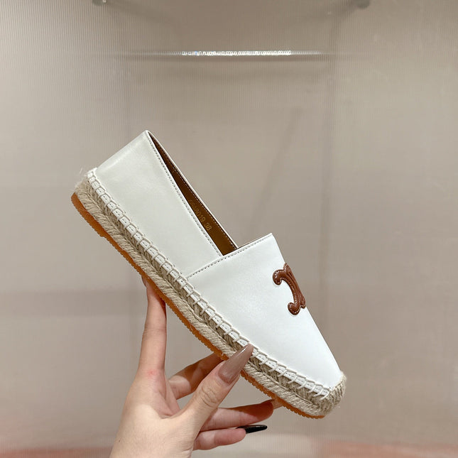 ESPADRILLES WHITE LAMBSKIN BROWN TRIOMPHE