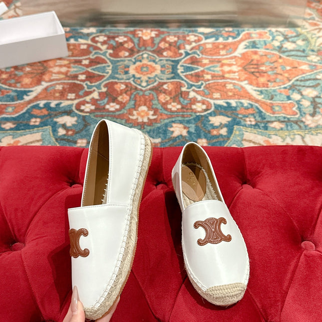 ESPADRILLES WHITE LAMBSKIN BROWN TRIOMPHE