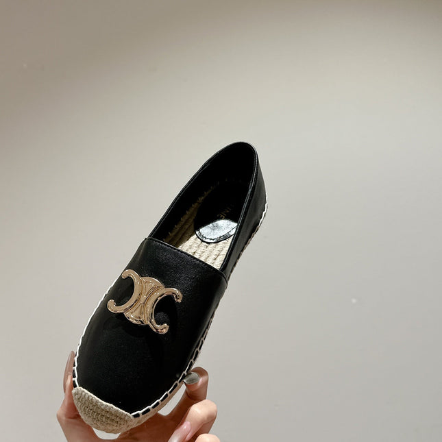 ESPADRILLES BLACK LAMBSKIN GOLD TRIOMPHE