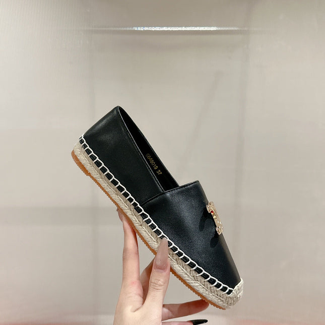ESPADRILLES BLACK LAMBSKIN GOLD TRIOMPHE