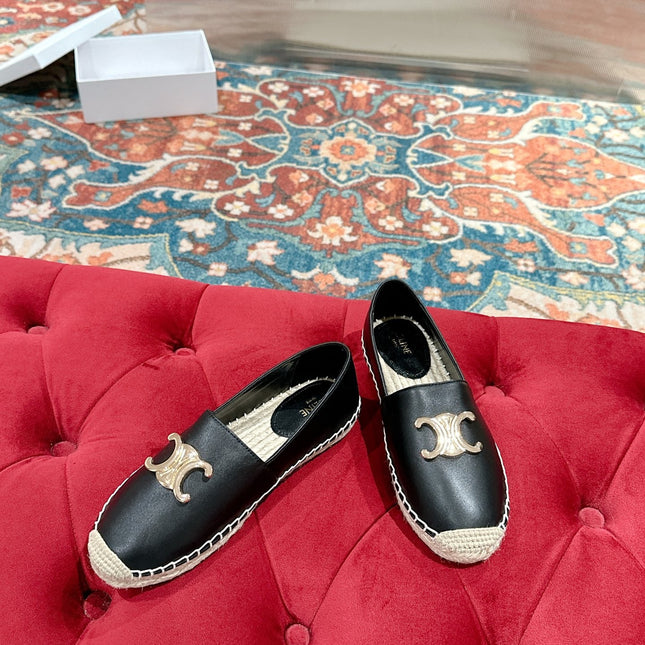 ESPADRILLES BLACK LAMBSKIN GOLD TRIOMPHE