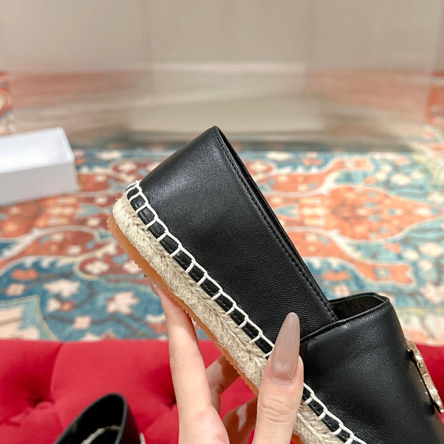 ESPADRILLES BLACK LAMBSKIN GOLD TRIOMPHE