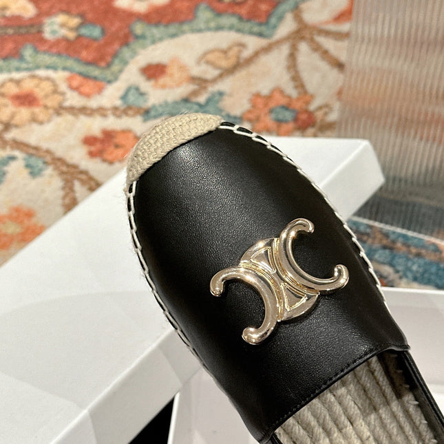 ESPADRILLES BLACK LAMBSKIN GOLD TRIOMPHE