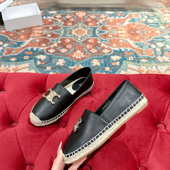 ESPADRILLES BLACK LAMBSKIN GOLD TRIOMPHE