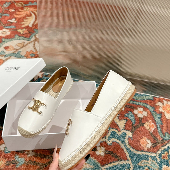 ESPADRILLES WHITE LAMBSKIN GOLD TRIOMPHE