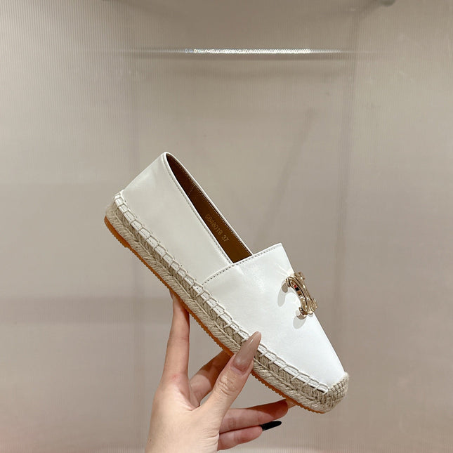 ESPADRILLES WHITE LAMBSKIN GOLD TRIOMPHE
