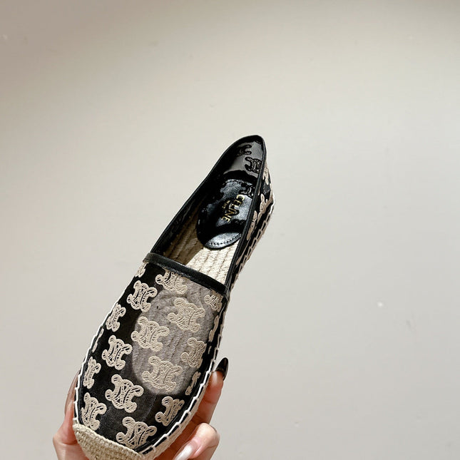 ESPADRILLES IN BLACK MIX BEIGE MESH