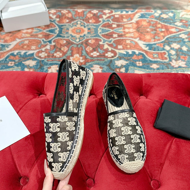 ESPADRILLES IN BLACK MIX BEIGE MESH