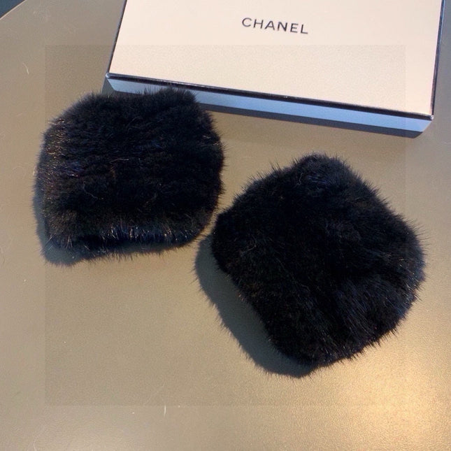 FINGERLESS HALF GLOVES IN BLACK RABBIT FUR 462278