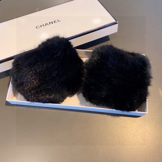 FINGERLESS HALF GLOVES IN BLACK RABBIT FUR 462278