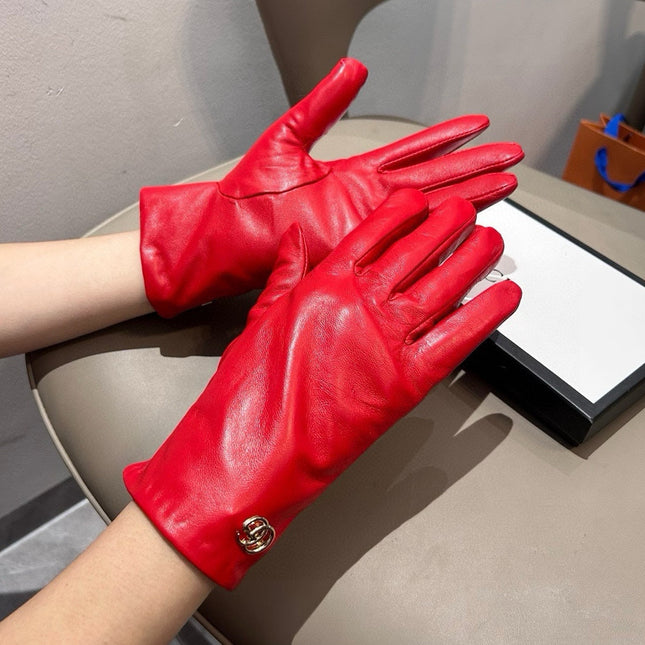 TOUCHSCREEN GLOVES IN RED LAMBSKIN AND SHEARLING LINING 463862