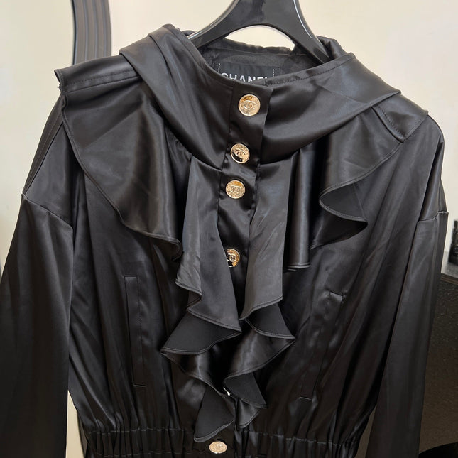 CHANEL 25S HOODED JACKET WITH LACE TRIM 408