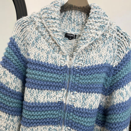 CHANEL 25S BLUE STRIPED CARDIGAN 620415