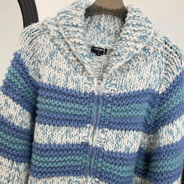 CHANEL 25S BLUE STRIPED CARDIGAN 620415