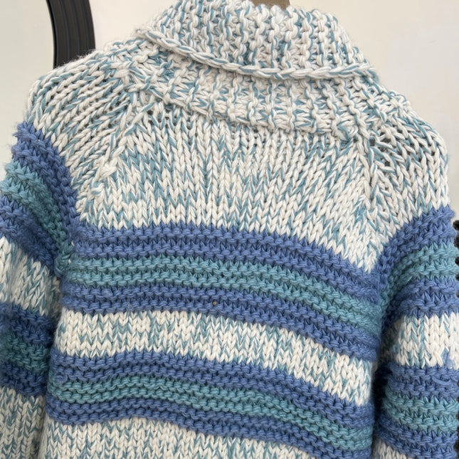 CHANEL 25S BLUE STRIPED CARDIGAN 620415