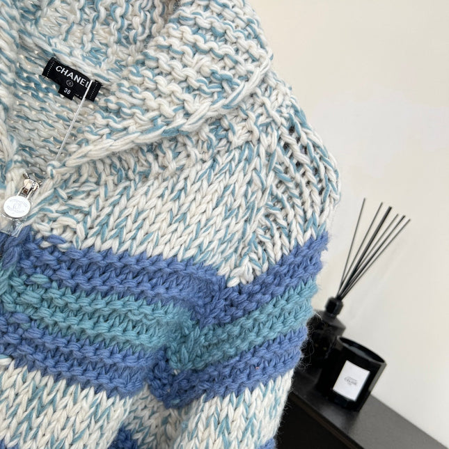CHANEL 25S BLUE STRIPED CARDIGAN 620415