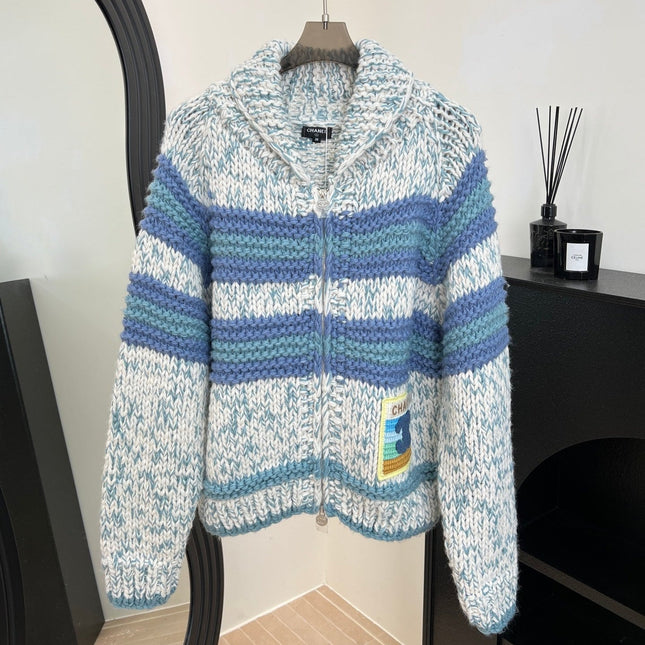 CHANEL 25S BLUE STRIPED CARDIGAN 620415