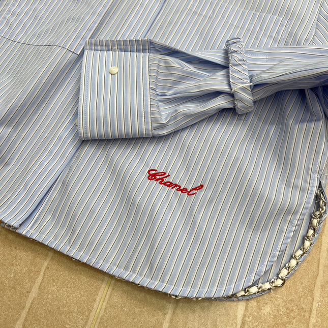 CHANEL 25S STRIPED-COLLAR SHIRT 620422