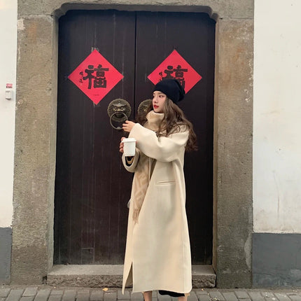 FF 170 CM SCARF IN BEIGE WOOL AND CASHMERE