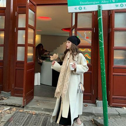 FF 170 CM SCARF IN BEIGE WOOL AND CASHMERE