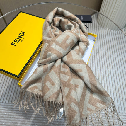 FF 170 CM SCARF IN BEIGE WOOL AND CASHMERE